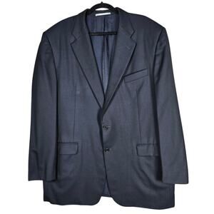 Hickey Freeman Madison Loro Piana Super 130s 46L Black Wool Suit Jacket Vintage